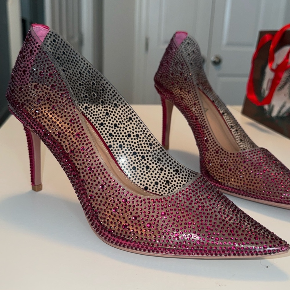 Carvela pink crystal heels! Fully rhinestone pointed toe hot pink heels! NWOT